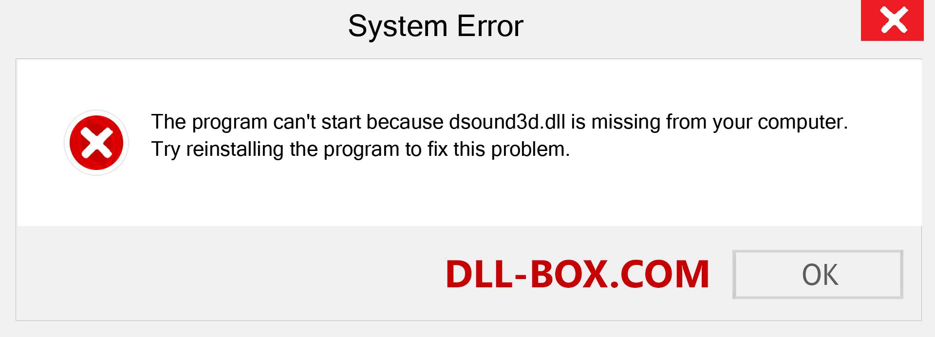  dsound3d.dll file is missing?. Download for Windows 7, 8, 10 - Fix  dsound3d dll Missing Error on Windows, photos, images