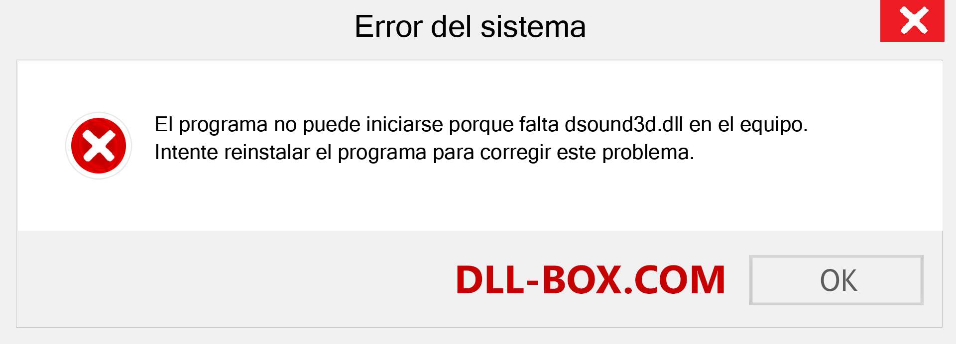 ¿Falta el archivo dsound3d.dll ?. Descargar para Windows 7, 8, 10 - Corregir dsound3d dll Missing Error en Windows, fotos, imágenes